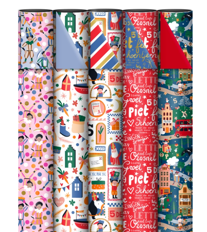 Sinterklaas cadeaupapier 5 rollen