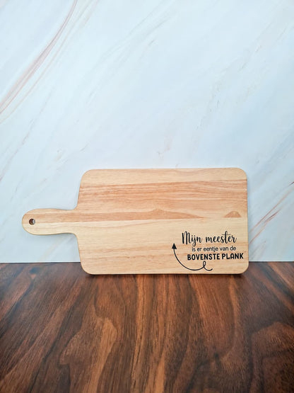 Houten borrelplank voor de juf of meester