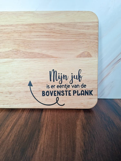 Houten borrelplank voor de juf of meester