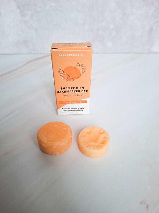 Mini shampoo bar en haarmasker bar mango-papaja