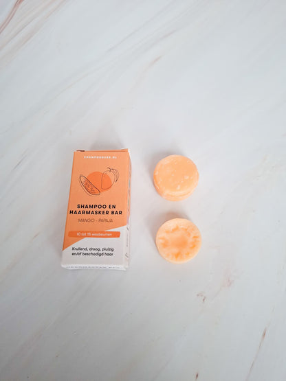 Mini shampoo bar en haarmasker bar mango-papaja