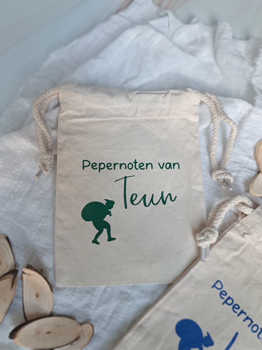 Katoenen pepernotenzakje met naam