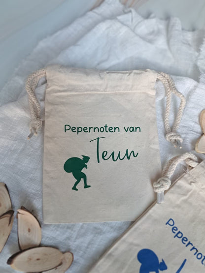 Katoenen pepernotenzakje met naam