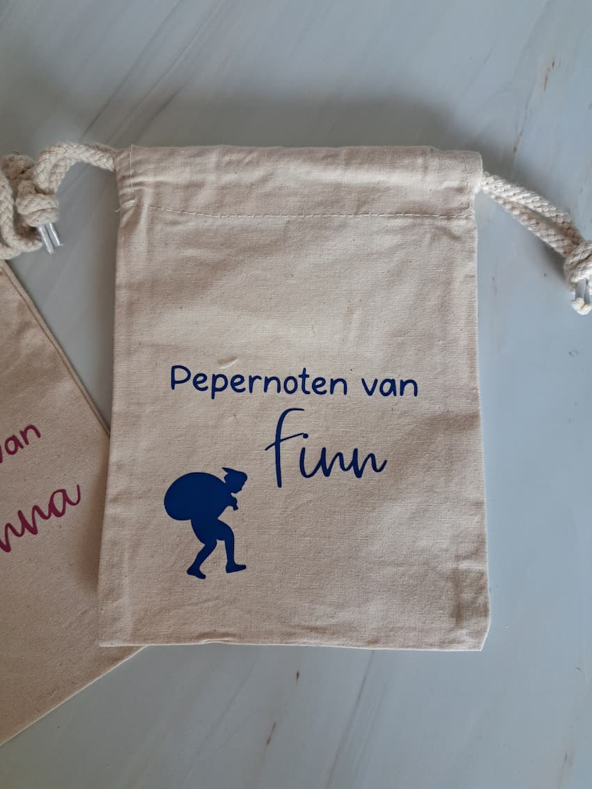 Katoenen pepernotenzakje met naam