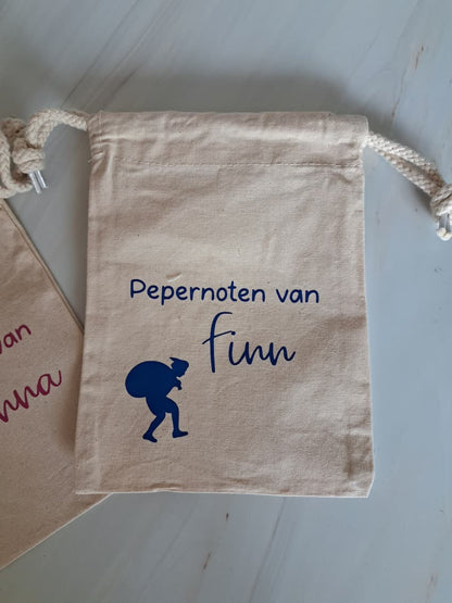 Katoenen pepernotenzakje met naam