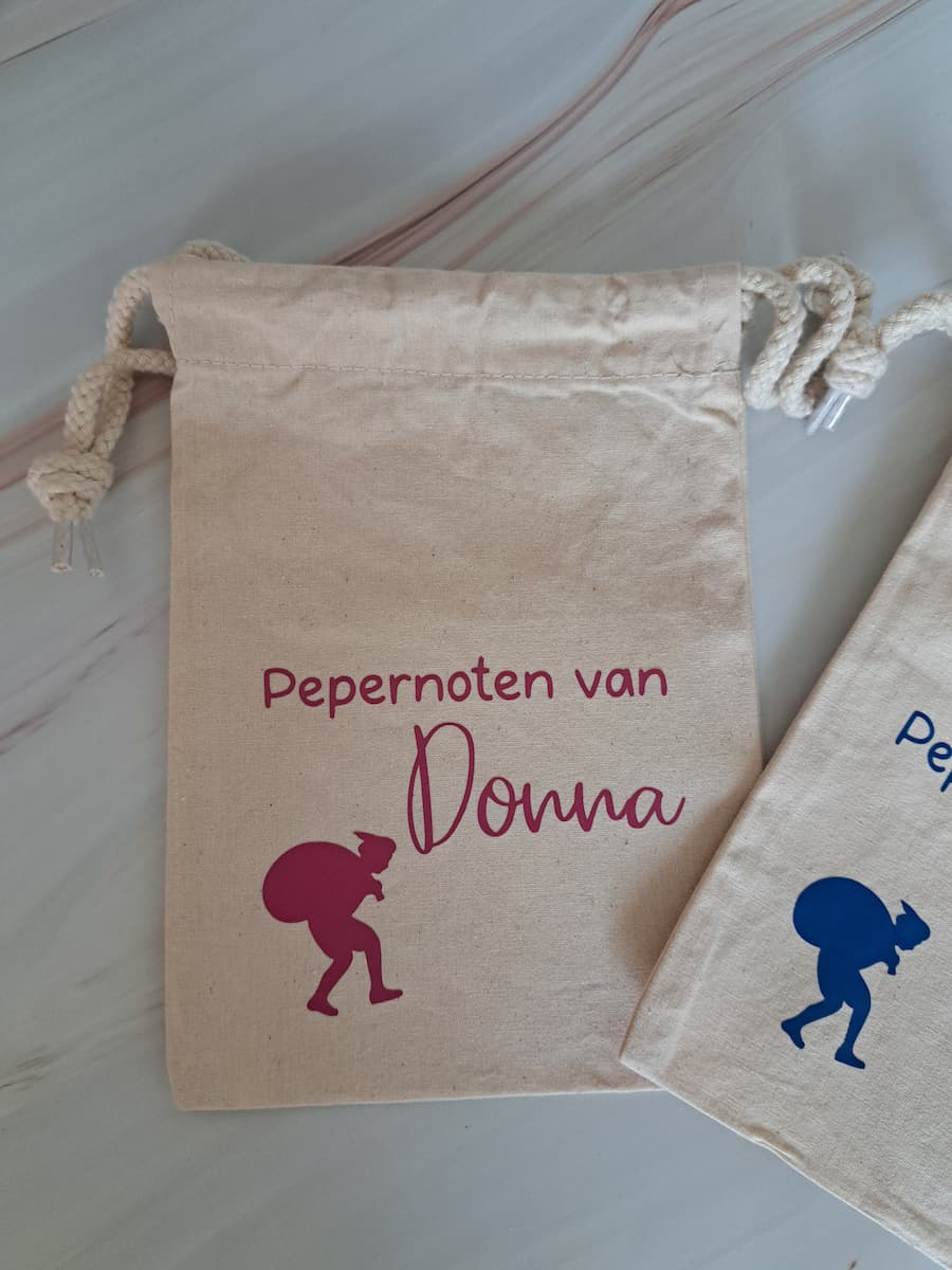 Katoenen pepernotenzakje met naam