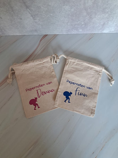 Katoenen pepernotenzakje met naam