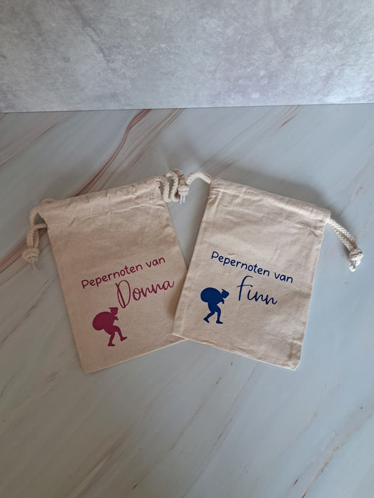 Katoenen pepernotenzakje met naam